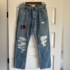 ASKK NY High Rise Straight Embroidered Jeans